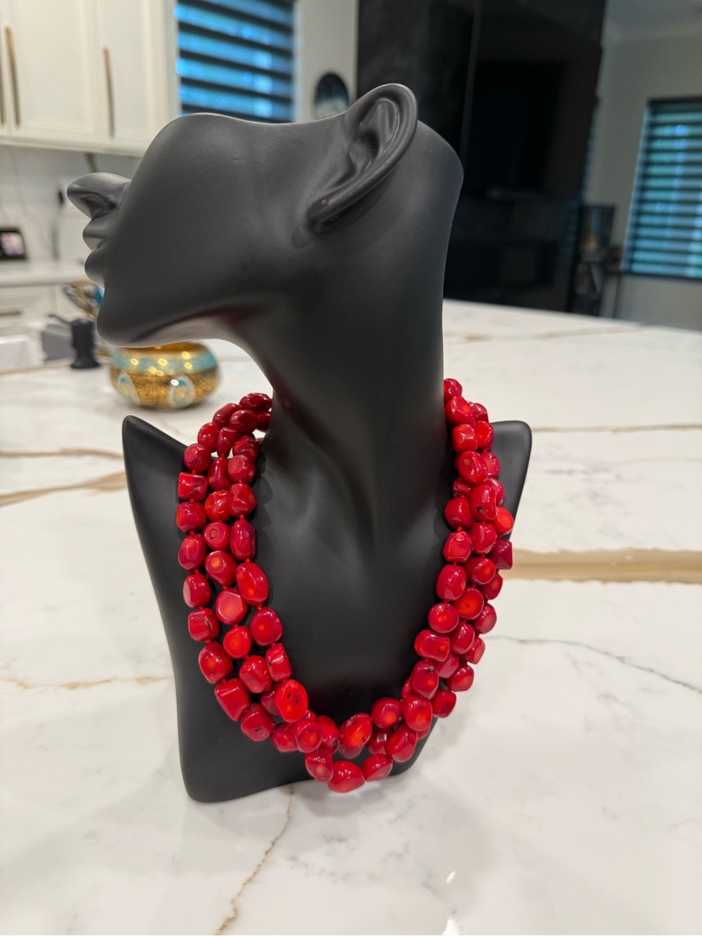 Bold Red Multi-Strand Beaded Necklace - Women Jewelry